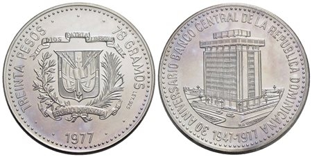 REPUBBLICA DOMENICANA - Repubblica (1866) - 30 Pesos - 1977 - 30° Banco Central - AG Kr. 46 In busti