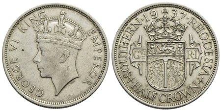 RHODESIA DEL SUD - Giorgio V (1910-1936) - Mezza corona - 1937 - AG Kr. 5 Bei fondi lucenti al R/<br
