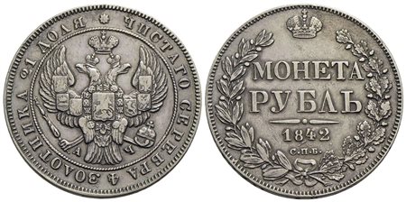 RUSSIA - Nicola I (1825-1855) - Rublo - 1842 - AG Kr. 168.1<br>bel BB