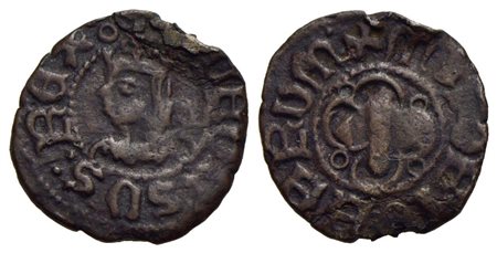 SPAGNA - ARAGONA - Alfonso V d'Aragona (1416-1458) - Denaro - (MI g. 1,15) MEC 2151; Crusafont 405 v