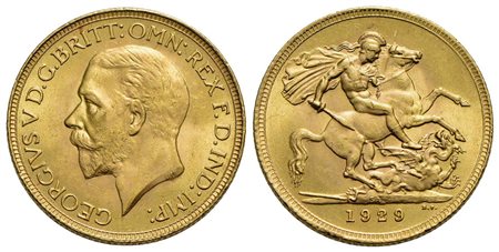 SUD AFRICA - Giorgio V (1910-1936) - Sterlina - 1929 - AU Kr. A22 Testa piccola<br>SPL-FDC
