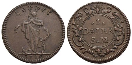 SVEZIA - Carlo XII (1697-1718) - Daler - 1719 - HOPPET - CU NC Kr. 369 Monetazione di emergenza - Cu
