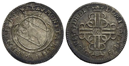 SVIZZERA - BERNA - 10 Kreuzer - 1759 - AG Kr. 120<br>qFDC
