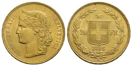 SVIZZERA - Confederazione - 20 Franchi - 1895 - AU Kr. 31.3<br>qFDC