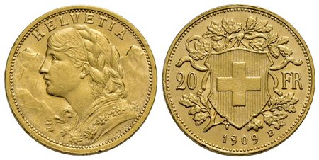 SVIZZERA - Confederazione - 20 Franchi - 1909 - AU Kr. 35.1<br>qFDC