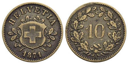 SVIZZERA - Confederazione - 10 Rappen - 1871 B - MI NC Kr. 6<br>BB