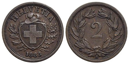 SVIZZERA - Confederazione - 2 Rappen - 1888 B - BR R Kr. 4.1<br>BB-SPL