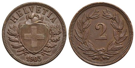 SVIZZERA - Confederazione - 2 Rappen - 1903 B - BR R Kr. 4.2<br>SPL