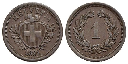 SVIZZERA - Confederazione - Rappen - 1891 B - BR Kr. 3.1<br>qSPL