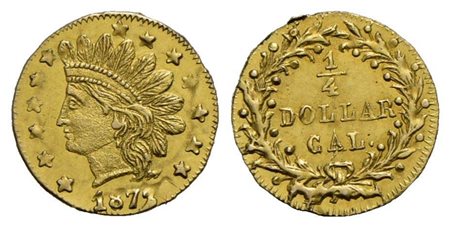 U.S.A. - Quarto di dollaro - 1875 - California - AU R Kr. 1.8 Tondo<br>qFDC