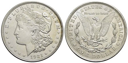 U.S.A. - Dollaro - 1921 - Morgan - AG Kr. 110 Segnetto al D/<br>FDC