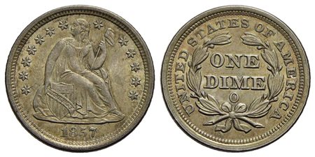 U.S.A. - Dime - 1857 O - AG Kr. A62.2<br>FDC