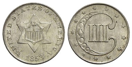 U.S.A. - 3 Centesimi - 1853 - AG Kr. 75<br>FDC