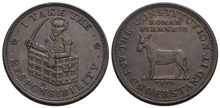 U.S.A. - Token - 1837-1841 Presidenza di Van Buren - Andrew Jackson con una spada in una mano e un s