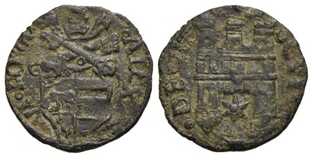 ASCOLI - Alessandro VI (1492-1503) - Quattrino - Stemma - R/ Stemma - (CU g. 1,76) R CNI 1; Munt. 28