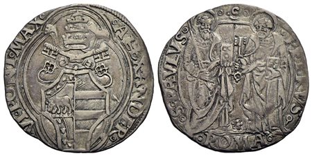ROMA - Alessandro VI (1492-1503) - Grosso - Stemma - R/ San Pietro e Paolo stanti - (AG g. 3,2) R CN
