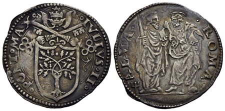 ROMA - Giulio II (1503-1513) - Giulio - Stemma a targa semiovale - R/ Figure affrontate di San Pietr