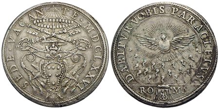 ROMA - Sede Vacante (1676) - Piastra - 1676 - Stemma ovale sagomato in cornice - R/ Colomba radiante