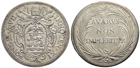 ROMA - Innocenzo XI (1676-1689) - Mezza piastra - A. VII - Stemma sormontato da tiara e chiavi decus