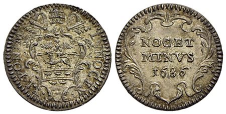 ROMA - Innocenzo XI (1676-1689) - Grosso - 1686 - Stemma oblungo in cornice di fogliami - R/ Scritta