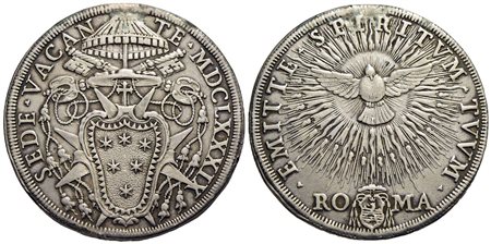 ROMA - Sede Vacante (1689) - Piastra - 1689 - Stemma semiovale - R/ Colomba radiante - (AG g. 31,87)