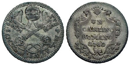 ROMA - Pio VI (1775-1799) - Carlino - 1780 A. VI - (MI g. 2,7) CNI 74; Munt. 87<br>BB+<br><br>Con ca