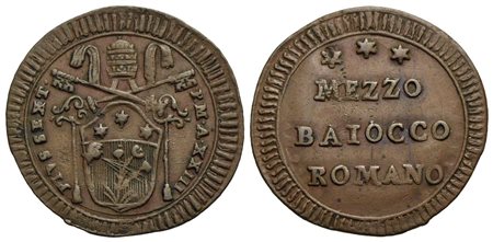 ROMA - Pio VI (1775-1799) - Mezzo baiocco - A. XXIII - (CU g. 3,33) R CNI 395; Munt. 140 var. Al D/ 