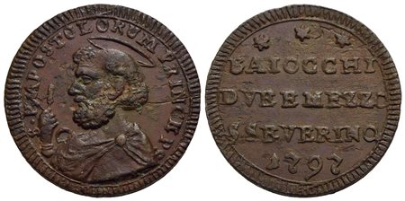 SAN SEVERINO - Pio VI (1775-1799) - Sampietrino - 1797 - (CU g. 15,18) CNI 26; Munt. 407a<br>SPL<br>