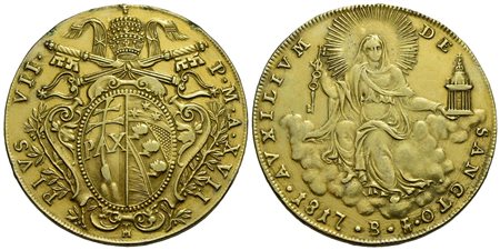BOLOGNA - Pio VII (1800-1823) - Scudo - 1817 A. XVII - (AG g. 27,23) RRRR Pag. 86; Mont. 97 Una dell