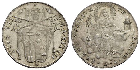 BOLOGNA - Pio VII (1800-1823) - Giulio - 1817 A. XVIII - (AG g. 2,77) R Pag. 94; Mont. 111<br>FDC<br