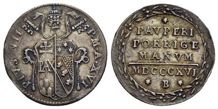 BOLOGNA - Pio VII (1800-1823) - Grosso - 1816 A. XVI - (AG g. 1,34) R Pag. 95/a; Mont. 114/115 Patin