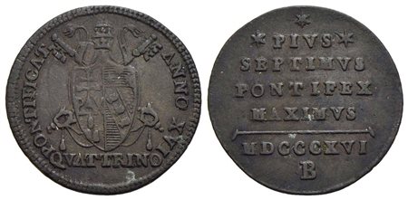 BOLOGNA - Pio VII (1800-1823) - Quattrino - 1816 A. XVI - (CU g. 2,3) R Pag. 106; Mont. 140 IV tipo<