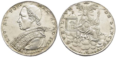 BOLOGNA - Leone XII (1823-1829) - Scudo - 1825 A. III - (AG g. 26,63) Pag. 117; Mont. 8 Bei fondi lu