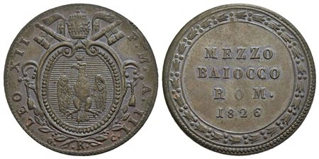 ROMA - Leone XII (1823-1829) - Mezzo baiocco - 1826 A. III - (CU g. 6,03) Pag. 135a; Mont. 14<br>FDC