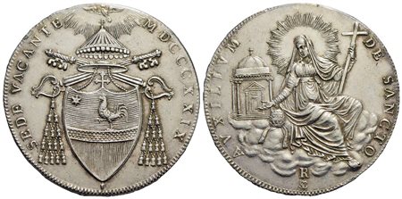 ROMA - Sede Vacante (1829) - Scudo - 1829 - (AG g. 26,52) R Pag. 142; Mont. 25 Montatura abilmente r