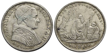 BOLOGNA - Gregorio XVI (1831-1846) - 50 Baiocchi - 1832 A. II - (AG g. 13,21) R Pag. 158; Mont. 93<b