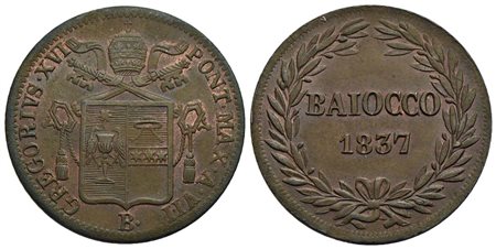 BOLOGNA - Gregorio XVI (1831-1846) - Baiocco - 1837 A. VII - (CU g. 9,74) Pag. 199a; Mont. 188 Parzi