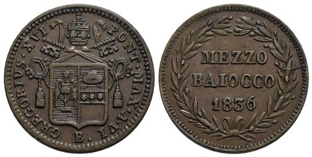 BOLOGNA - Gregorio XVI (1831-1846) - Mezzo baiocco - 1836 A. VI - (CU g. 5,19) Pag. 216; Mont. 225<b