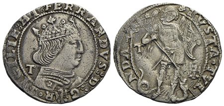 L'AQUILA - Ferdinando I d’Aragona (1458-1494) - Coronato - Busto coronato a d.; dietro T - R/ L'Arca