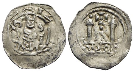 AQUILEIA - Frisacensi (Sec. XII) - Denaro - Busto del patriarca di fronte - R/ Parte superiore di un