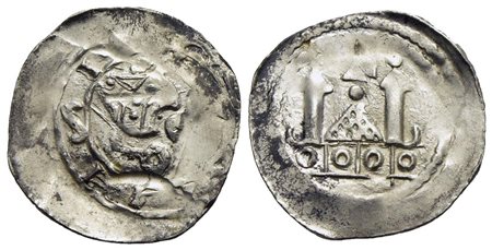 AQUILEIA - Frisacensi (Sec. XII) - Denaro - Busto del patriarca di fronte - R/ Parte superiore di un