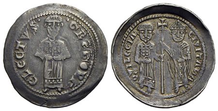AQUILEIA - Gregorio di Montelongo (1251-1269) - Denaro - Il patriarca stante - R/ San Gregorio e San