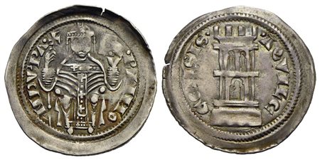 AQUILEIA - Raimondo della Torre (1273-1298) - Denaro - Patriarca seduto in faldistorio regge una Cro