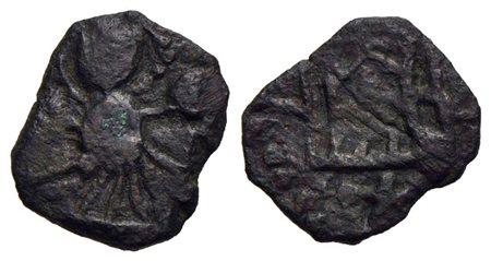 BARI - Ruggero II (1139-1154) - Follaro - San Demetrio aureolato in piedi - R/ Legenda pseudocufica 