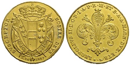 FIRENZE - Leopoldo II di Lorena (1824-1859) - 80 Fiorini - 1827 - AU RR Pag. 91; Mont. 305 Traccia d