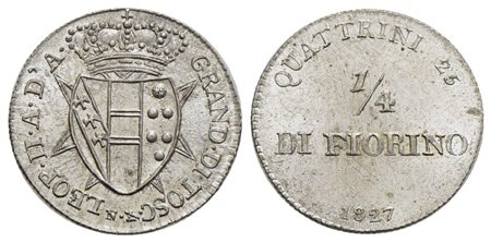 FIRENZE - Leopoldo II di Lorena (1824-1859) - Quarto di fiorino - 1827 - AG RRRR Pag. 154; Mont. 362