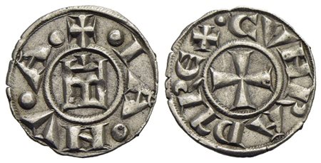 GENOVA - Repubblica (1139-1339) - Denaro - Castello - R/ Croce patente - (MI g. 0,87) CNI 1/69; MIR 