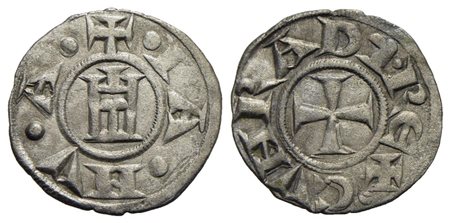 GENOVA - Repubblica (1139-1339) - Denaro - Castello - R/ Croce patente - (MI g. 0,65) CNI 1/69; MIR 