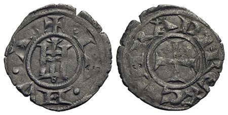 GENOVA - Repubblica (1139-1339) - Denaro - Castello - R/ Croce patente - (MI g. 0,56) CNI 1/69; MIR 
