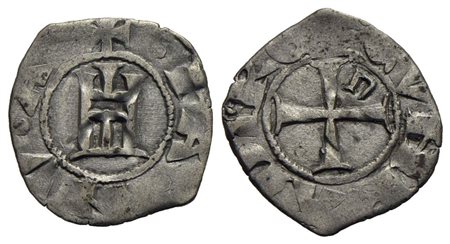GENOVA - Repubblica (1139-1339) - Denaro - Castello - R/ Croce patente - (MI g. 0,59) R CNI 1/69; MI